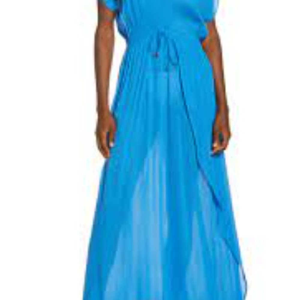 Women's Elan Wrap Maxi Cover-Up Dress, Blue Size S